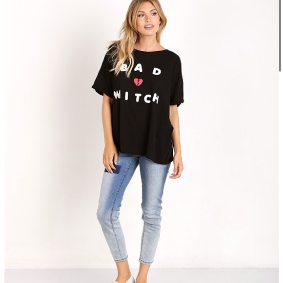 Wildfox Black Bad Witch Halloween Graphic Relaxed Retro T Shirt - Picture 6 of 10